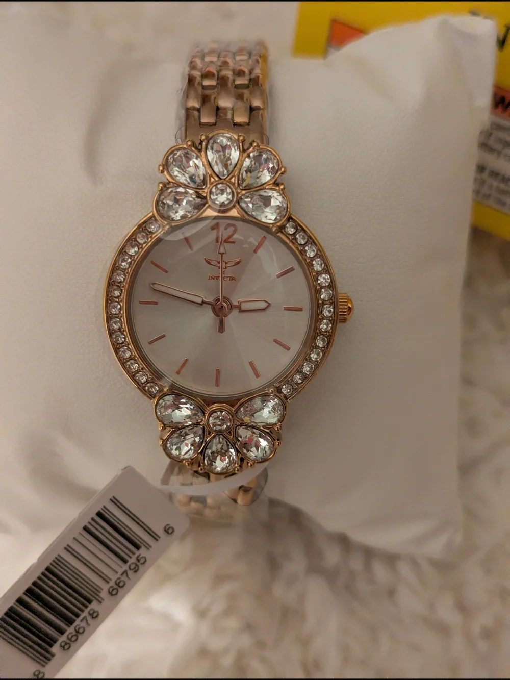Invicta Rose Gold Crystal Flower Bracelet Watch
